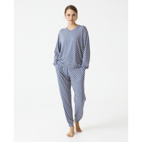 Pijama señora modal estampado geométrico Blue