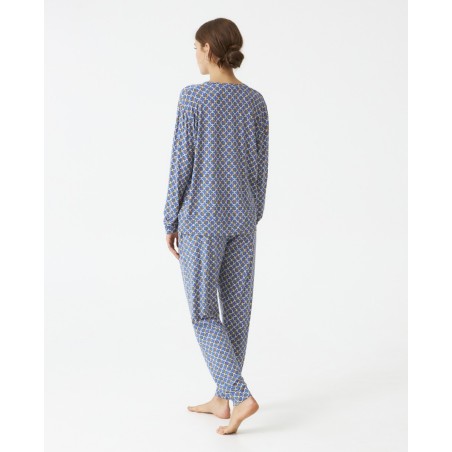 Pijama señora modal estampado geométrico Blue