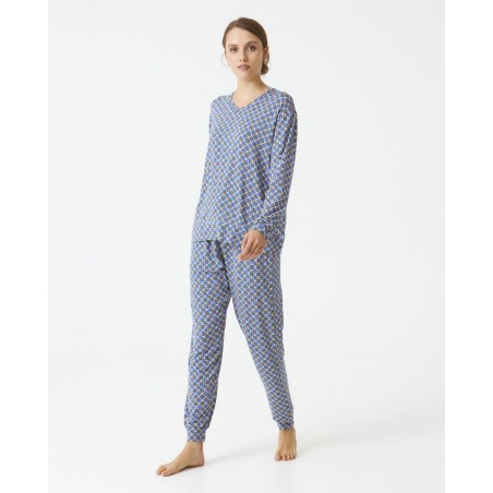 Pijama señora modal estampado geométrico Blue