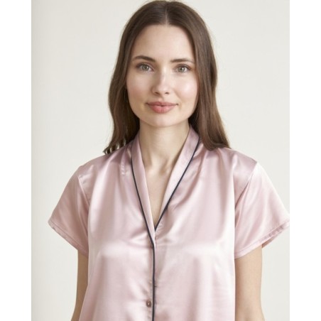 Camisola satén manga corta rosa