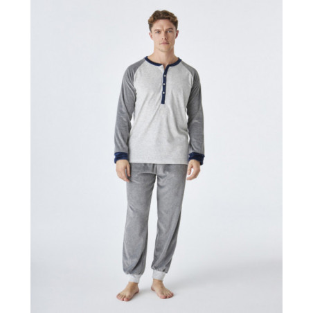 Pijama de hombre de terciopelo de color gris