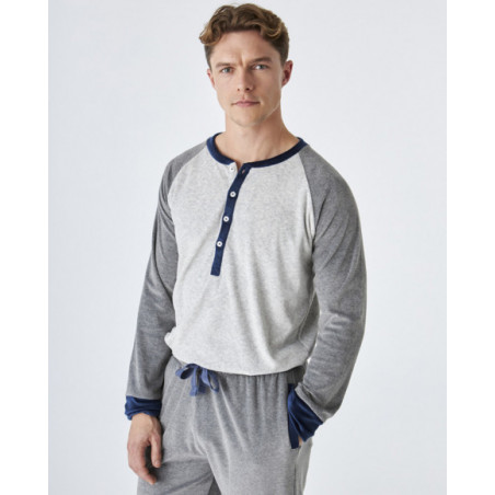 Pijama de hombre de terciopelo de color gris